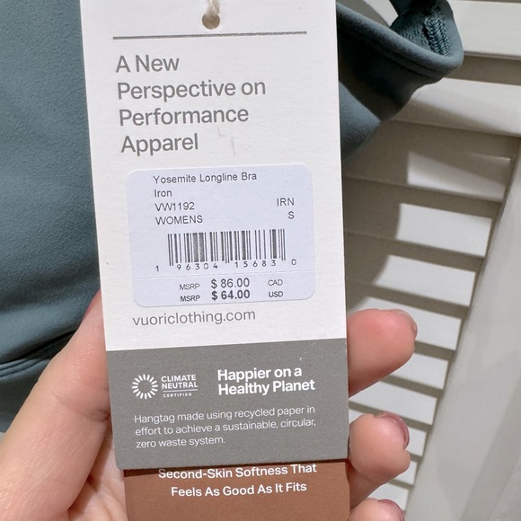 Vuori Yosemite Longline Bra - iron size S - Picture 3 of 3